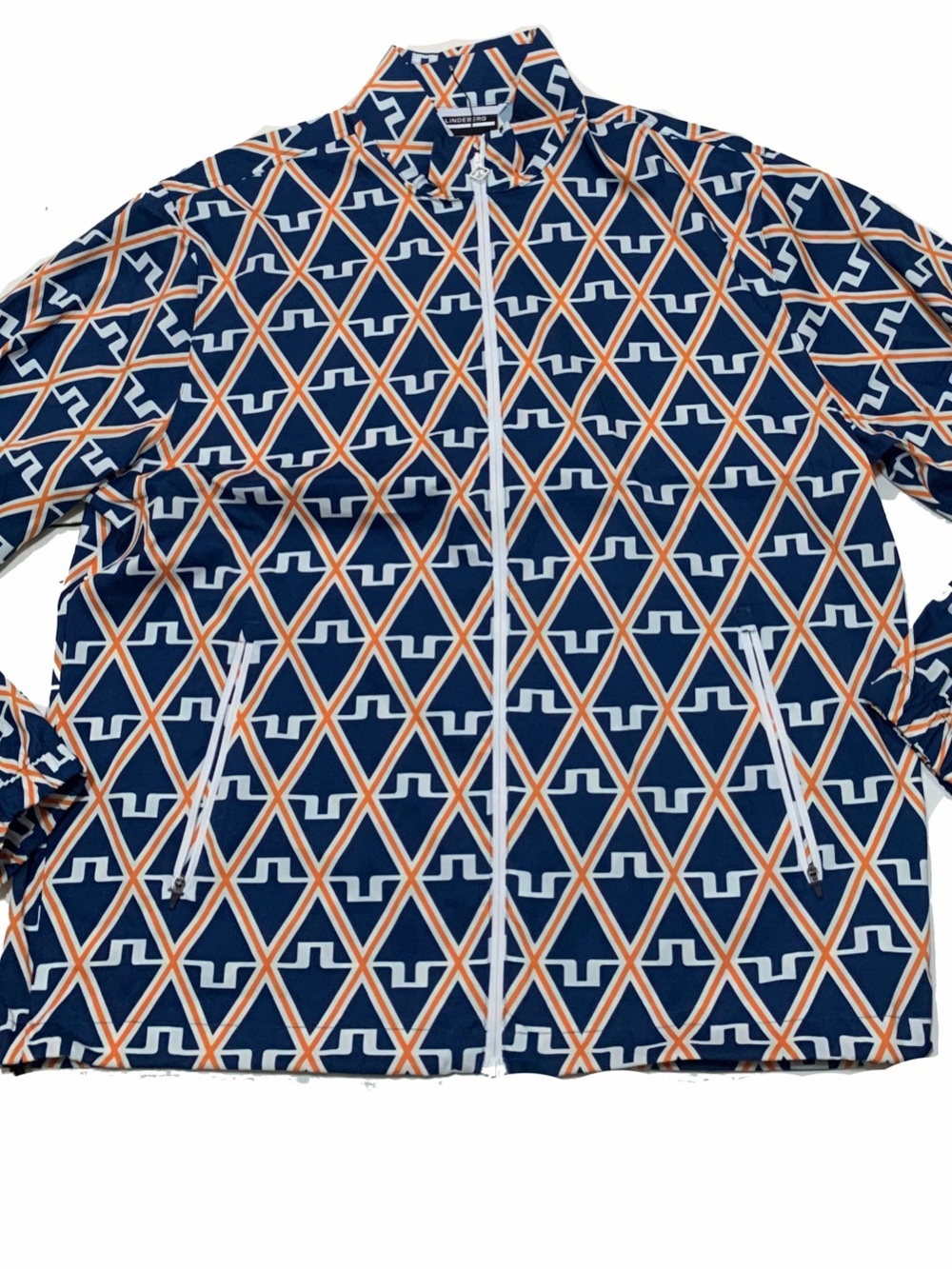 J.Lindeberg Navy, Orange & White Geometric Zip-Up Jacket
